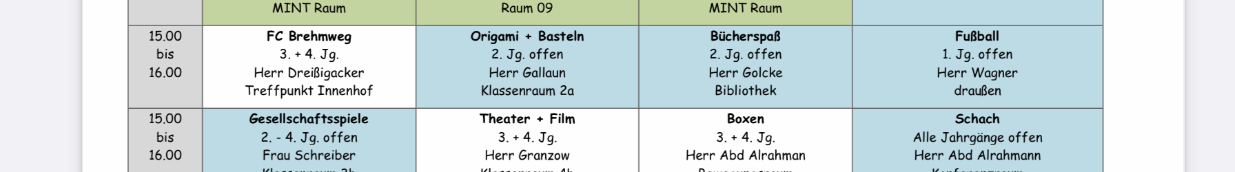 Der Kursplan für das 2. Halbjahr 2024/25