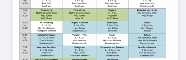 Der Kursplan für das 2. Halbjahr 2024/25